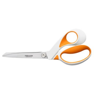 Nožnice, klasické, 23 cm, FISKARS "RazorEdge Softgrip", oranžová-biela