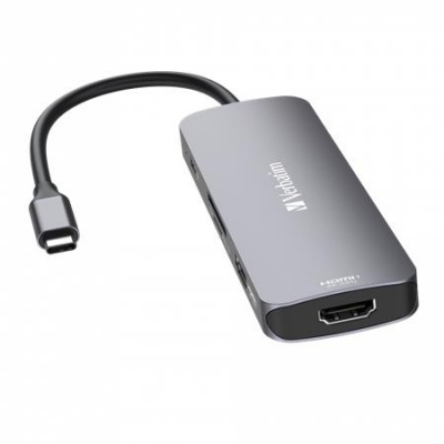 USB HUB, USB-C PD/2xHDMI/3xUSB-A/SD/mSD, VERBATIM