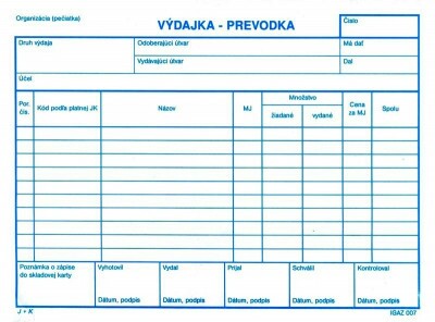 Výdajka - prevodka A5 NCR bez DPH