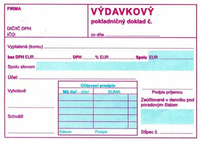 Výdavkový pokladničný doklad A6 obyčajný s DPH dvojfarebný